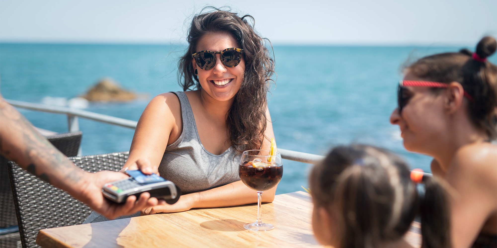 Paying for drinks on holiday