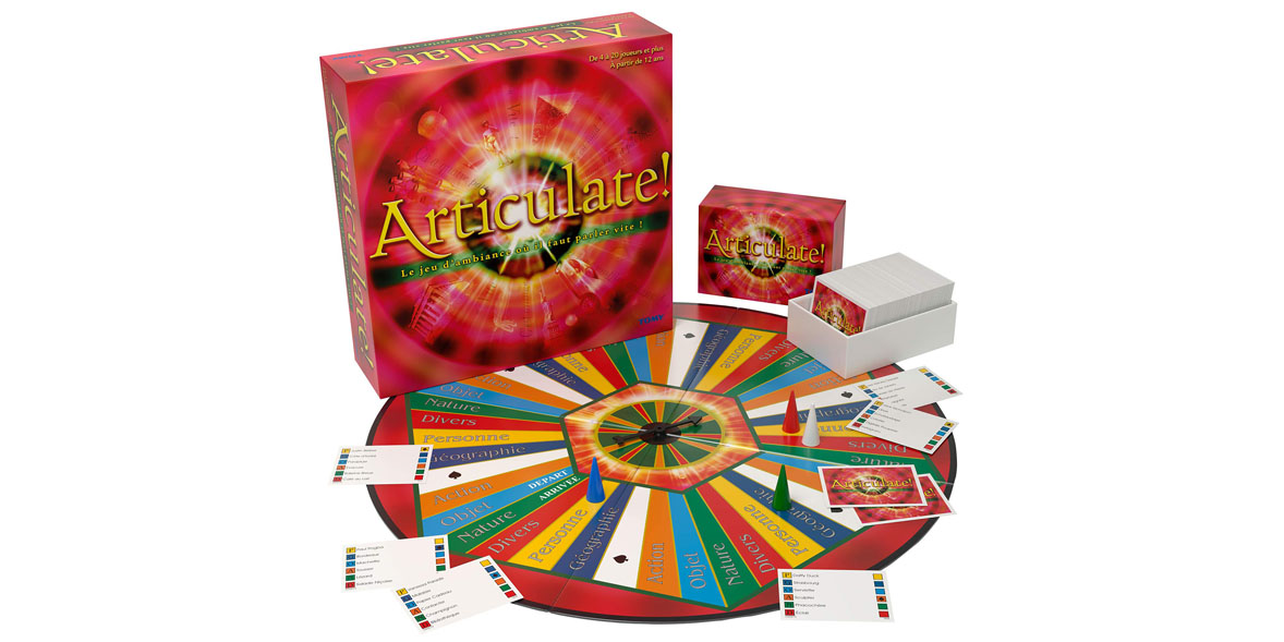 Articulate board game box and components